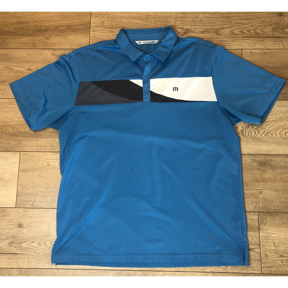 Travis Mathew Polo Shirt Mens 2XL Blue Golf Tennis Country Club Golfer Preppy - Picture 1 of 6